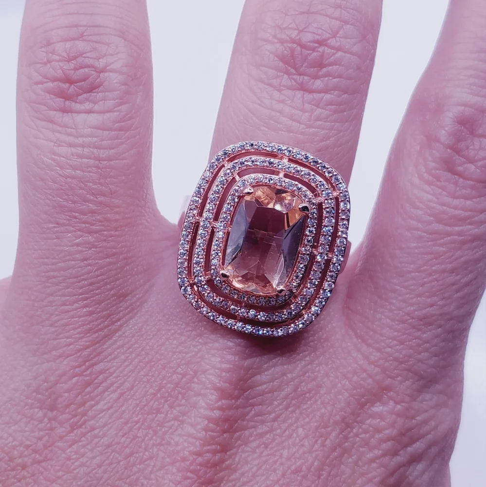 18k Rose Gold Triple Halo Morganite Ring